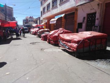 Así lucía el centro de Potosí al mediodía del jueves.