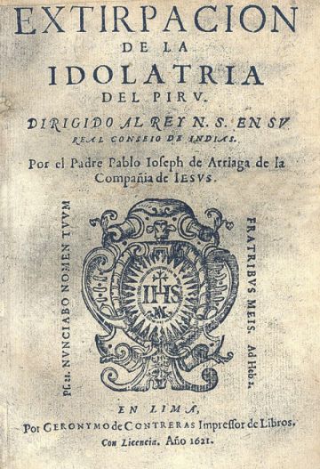 Tapa del libro La extirpación de la idolatría del Perú.