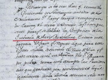 Otro documento que menciona a la quebrada de San Bartolomé.