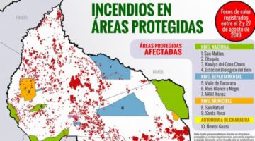 Focos de calor registrados por el Centro de Documentación e Información Bolivia (Cedib).