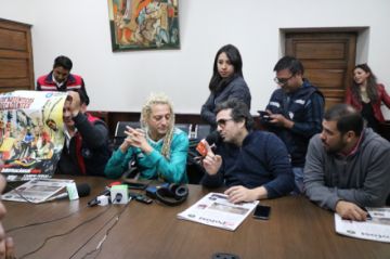 La conferencia de prensa, con El Potosí.