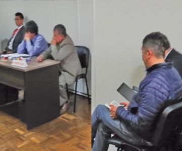 Izq: los dos vocales de justicia y der:.el alcalde de Uyuni.