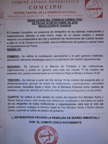 Las conclusiones del consejo consultivo.