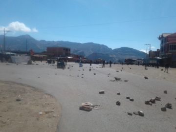 El bloqueo en las afueras de Betanzos.