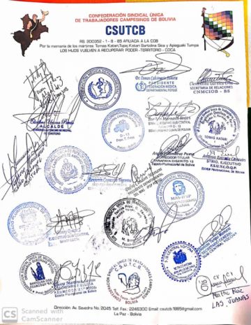 Las firmas en el documento.