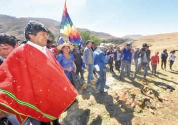 El presidente Evo Morales en un acto en Vila Vila, Cochabamba.