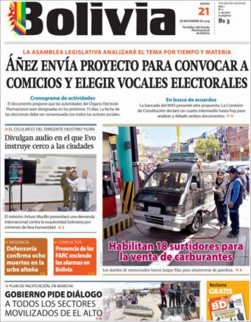 Bolivia, diario oficialista.