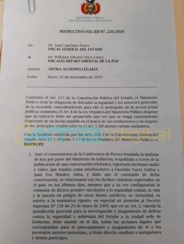 Fiscalía emprende investigación contra Evo Morales por el video de presunta sedición