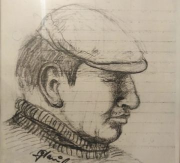 Retrato que le hicieron cuando era detenido político.