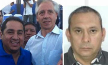 Alpacino Mojica, excandidato a diputado por el MAS junto a Álvaro García (i). Martín Serna (d).
