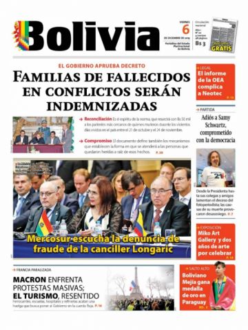 Bolivia, diario oficialista.
