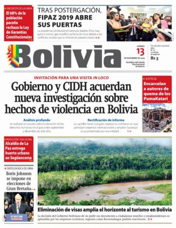 Bolivia, diario oficialista.