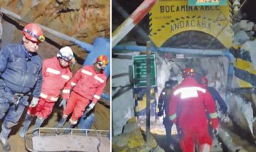 La noche del sábado, un contingente de Bomberos se trasladó a la mina.
