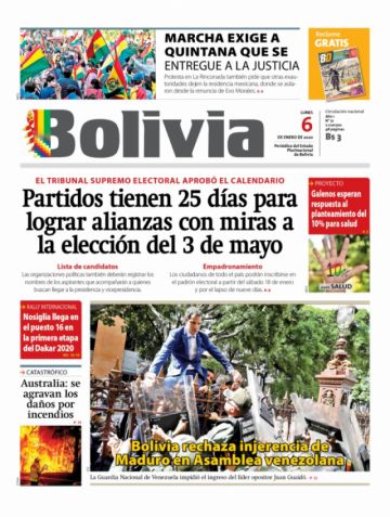 Bolivia, diario oficialista.