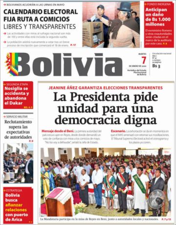 Bolivia, diario oficialista.