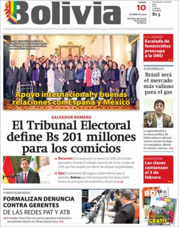 Bolivia, diario oficialista.