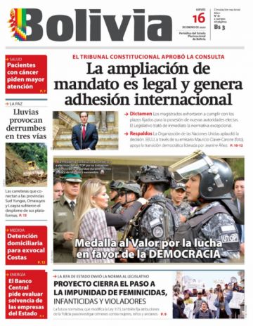 Bolivia, diario oficialista.