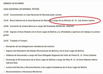 Así aparecía el programa del acto en la página web de los masones. Anoche ya había desaparecido.