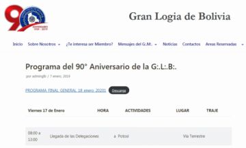 Así aparecía el programa del acto en la página web de los masones. Anoche ya había desaparecido.