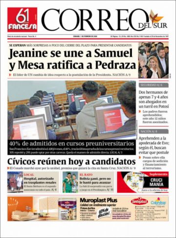 Correo del Sur, Sucre.