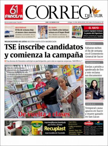 Correo del Sur, Sucre.