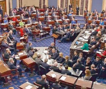 SENADO. Captura de video del juicio político de Trump en el Senado estadounidense. 