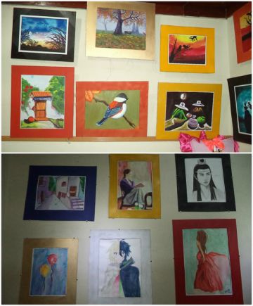 Se utilizaron diferentes técnicas como dibujo, óleo y acuarela.