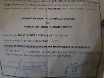 Una foja del proceso.