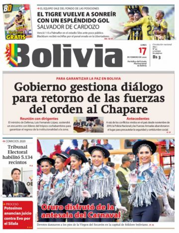 Bolivia, diario oficialista.