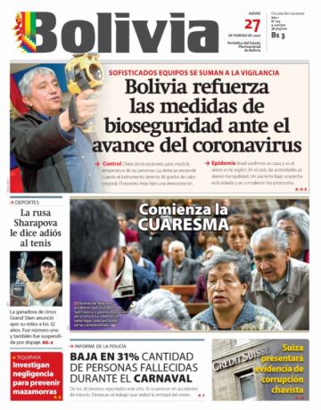 Bolivia, diario oficialista.