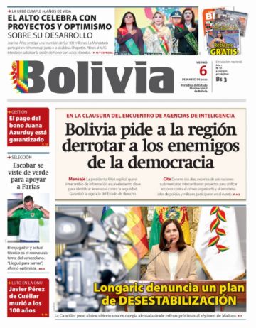 Bolivia, diario oficialista.