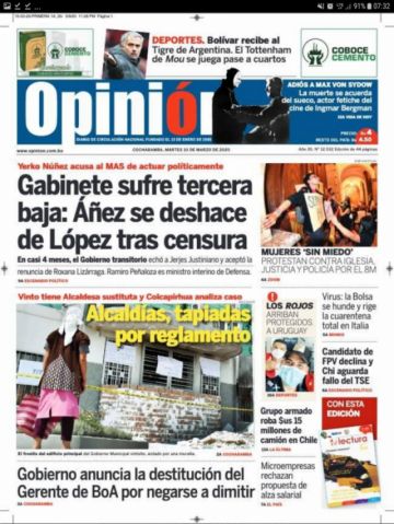 Opinión, Cochabamba.