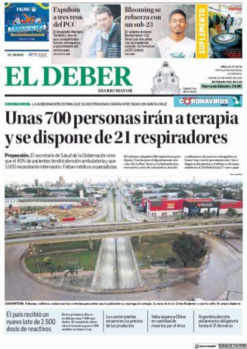 Segunda tapa de El Deber.
