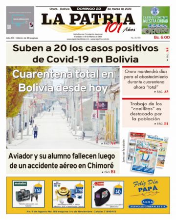 Segunda tapa de La Patria.