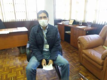 El gerente regional del Banco Unión en Potosí, Marcel Iriarte Calizaya.