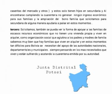 La carta hace pública esa solicitud.