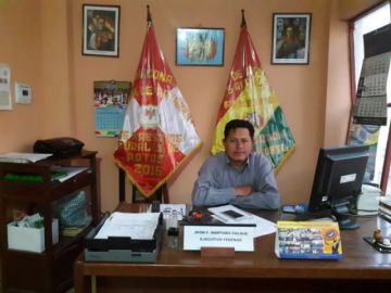 El secretario ejecutivo de la Federación Departamental de Maestros Rurales de Potosí, Jhón Martínez Colque 