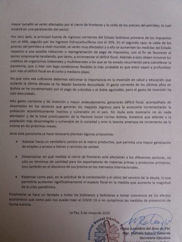 El comunicado de la agencia religiosa.