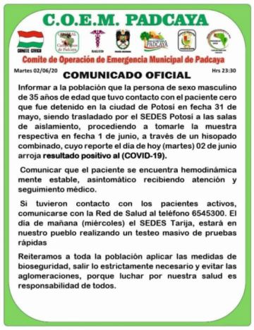Comunicado de Padcaya