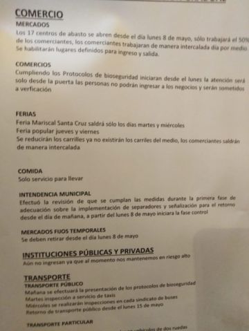 Disposiciones para esta semana