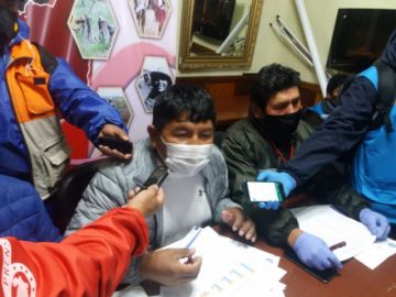 La directiva de Amdepo instaló el primer piquete.