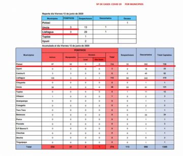 Reporte departamental del Sedes Potosí