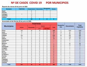 Reporte departamental del Sedes Potosí