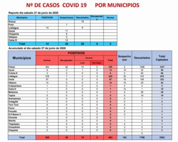 Reporte departamental del Sedes Potosí