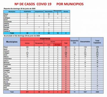 Reporte departamental del Sedes Potosí