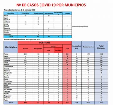 Reporte departamental del Sedes Potosí