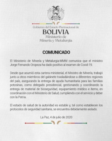 Comunicado oficial al respecto.