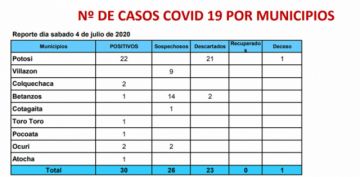 Reporte departamental del Sedes Potosí