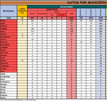 Reporte departamental del Sedes Potosí
