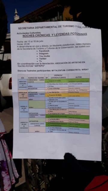 El cronograma de actividades de esta semana